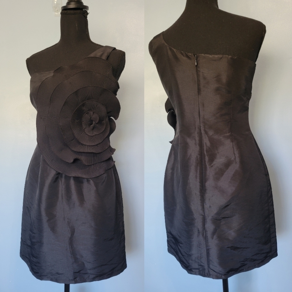 Laundry By Design Rosette One Shoulder Little Black Dress 4 Nwt - Picture 2 of 14